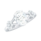 Rosec Jewels-Oval Cut Moissanite Flower Engagement Ring in Split Shank