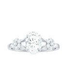 Rosec Jewels-Oval Cut Moissanite Flower Engagement Ring in Split Shank