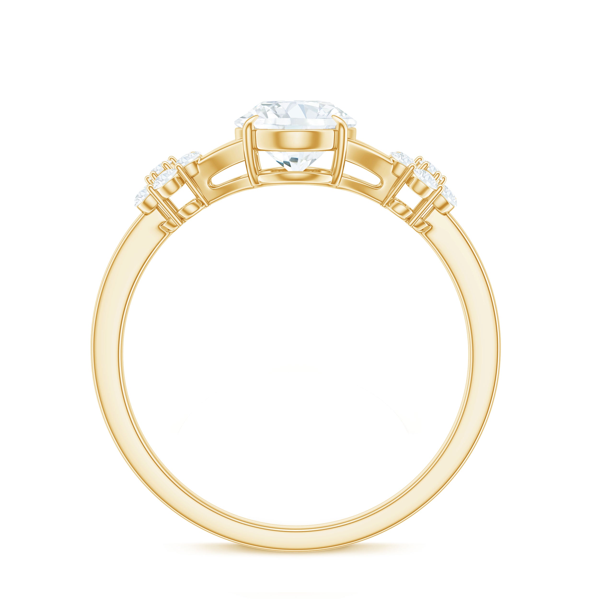 Rosec Jewels-Oval Cut Moissanite Flower Engagement Ring in Split Shank