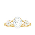 Rosec Jewels-Oval Cut Moissanite Flower Engagement Ring in Split Shank