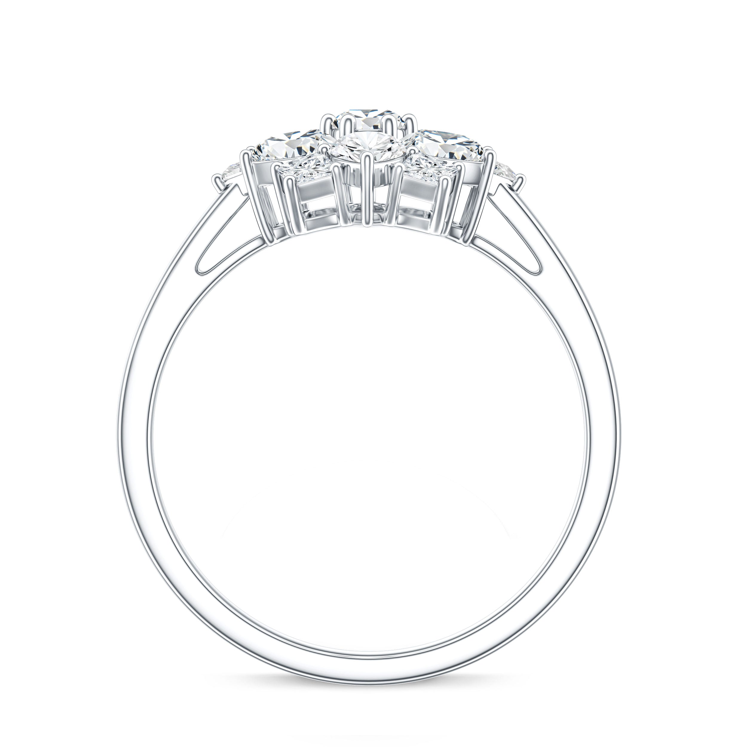 Womens Moissanite Flower Engagement Ring with Certificate D-VS1 - Rosec Jewels