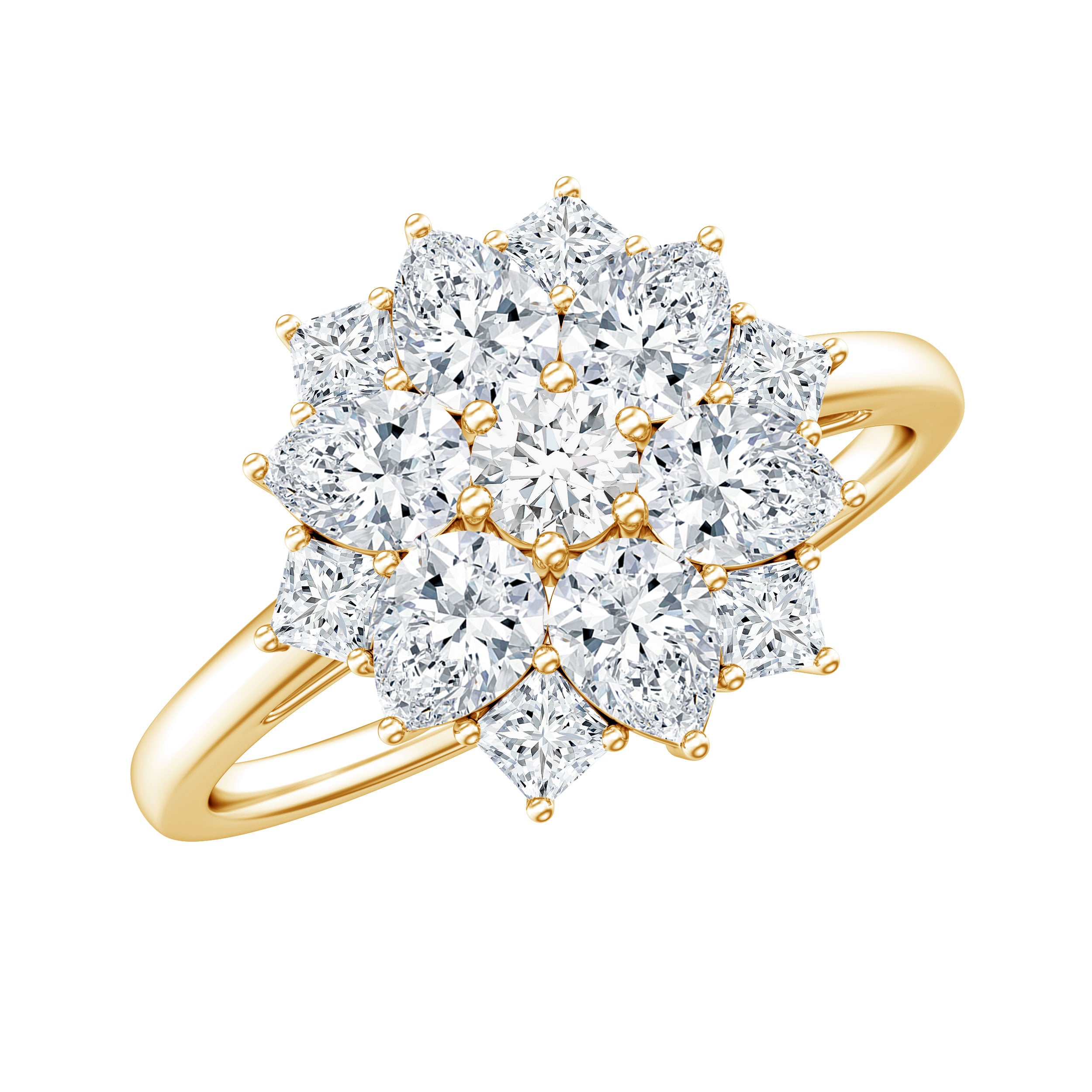 Womens Moissanite Flower Engagement Ring with Certificate D-VS1 - Rosec Jewels