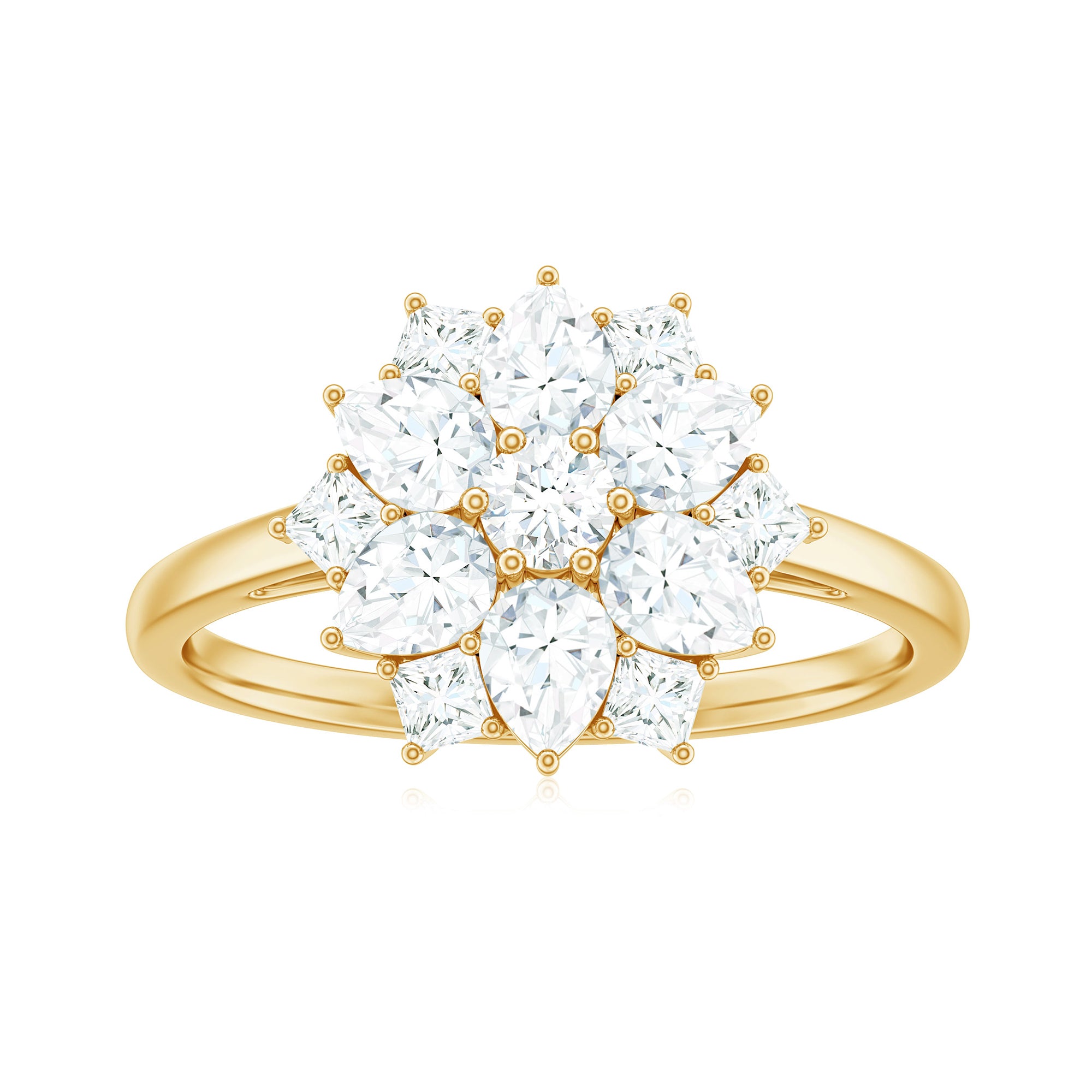 Womens Moissanite Flower Engagement Ring with Certificate D-VS1 - Rosec Jewels