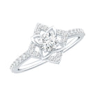 Certified Moissanite Floral Engagement Ring For Her D-VS1 - Rosec Jewels