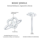1 CT Round Cut Zircon Heart Engagement Ring with Halo AAAA - Rosec Jewels