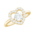 1 CT Round Cut Zircon Heart Engagement Ring with Halo AAAA - Rosec Jewels