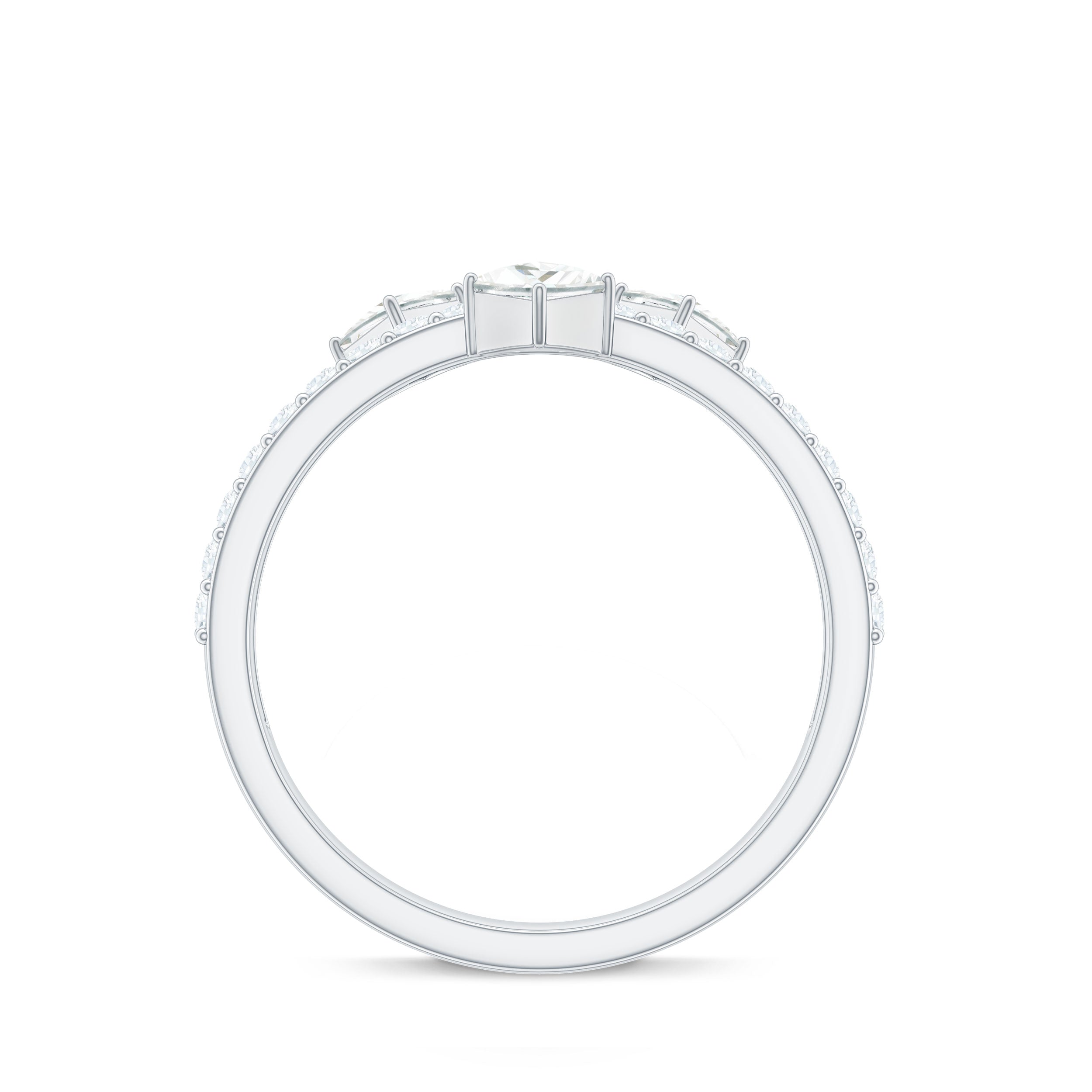 Rosec Jewels-Princess and Round Cut Moissanite Designer Wedding Band