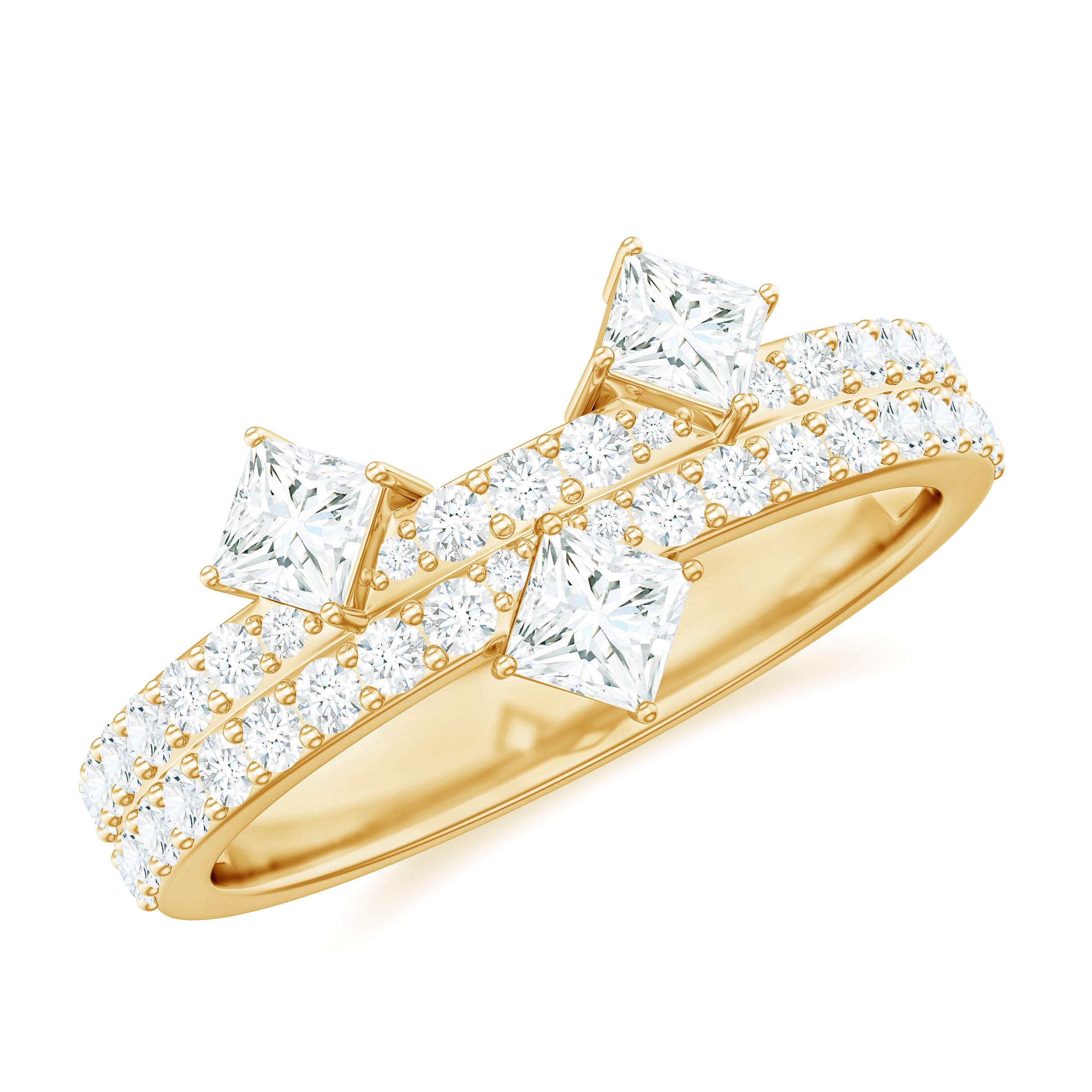 Rosec Jewels-Princess and Round Cut Moissanite Designer Wedding Band