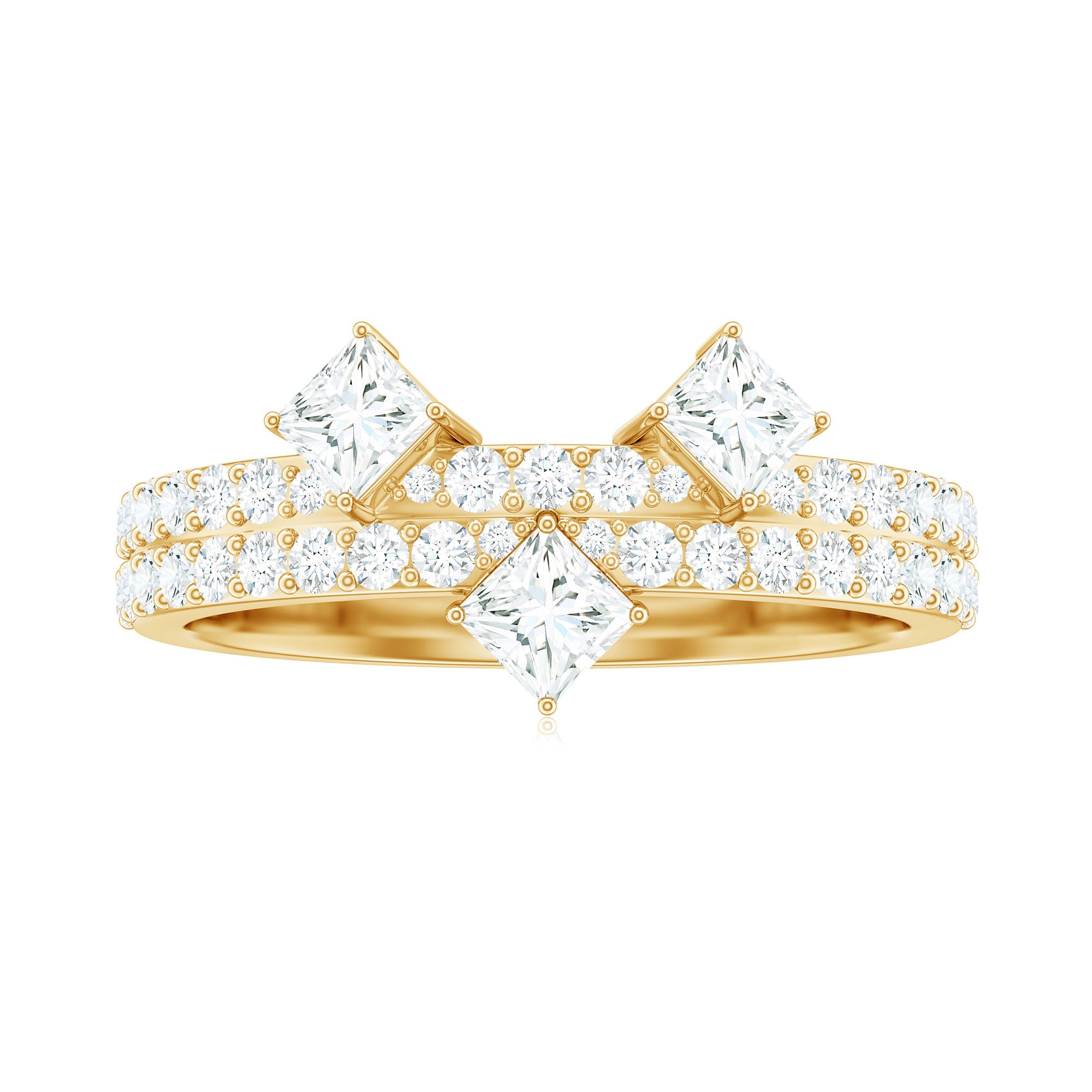 Rosec Jewels-Princess and Round Cut Moissanite Designer Wedding Band
