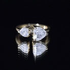 Rosec Jewels-Heart Shape Moissanite Two Stone Cuff Ring