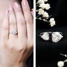 Rosec Jewels-Heart Shape Moissanite Two Stone Cuff Ring