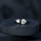 Rosec Jewels-Heart Shape Moissanite Two Stone Cuff Ring