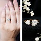 Rosec Jewels-Heart Shape Moissanite Two Stone Cuff Ring