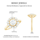 1.50 CT Bezel Set Zircon Statement Halo Engagement Ring AAAA - Rosec Jewels
