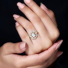 Rosec Jewels-Oval Shaped Moissanite Flower Engagement Ring