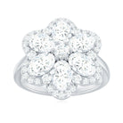 Certified Moissanite Huge Flower Engagement Ring D-VS1 - Rosec Jewels