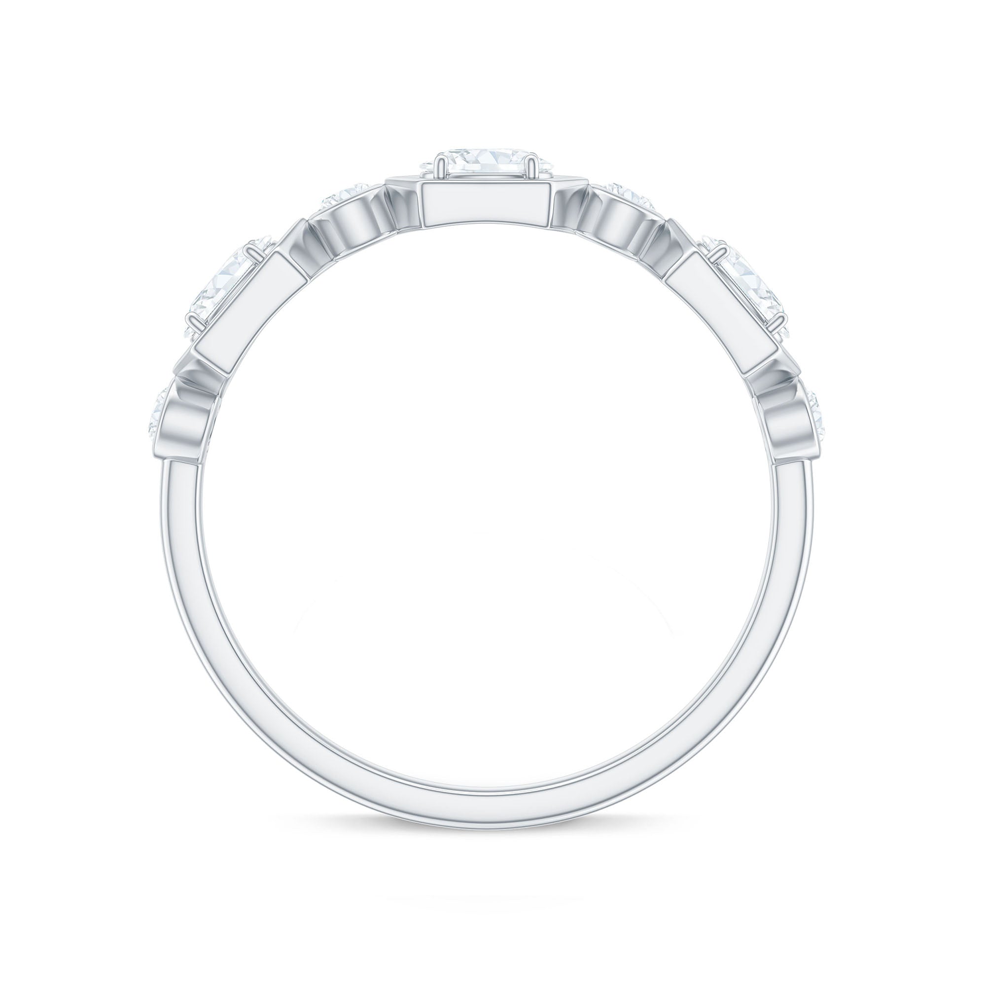 Rosec Jewels-Oval and Round Certified Moissanite Half Eternity Ring