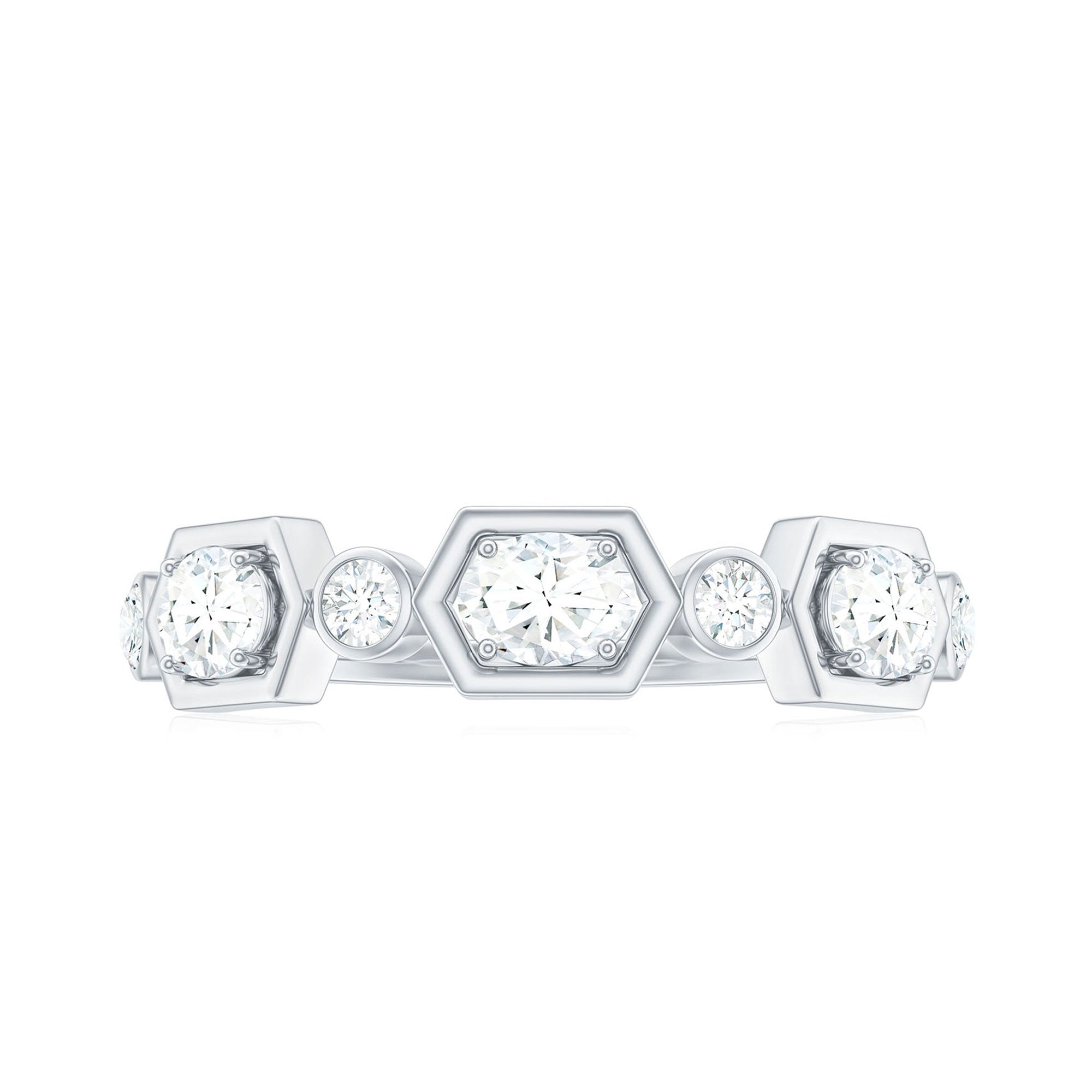 Rosec Jewels-Oval and Round Certified Moissanite Half Eternity Ring