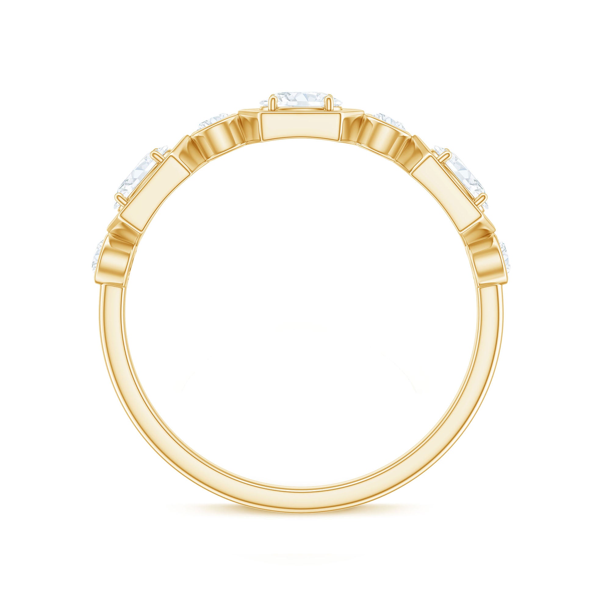 Rosec Jewels-Oval and Round Certified Moissanite Half Eternity Ring