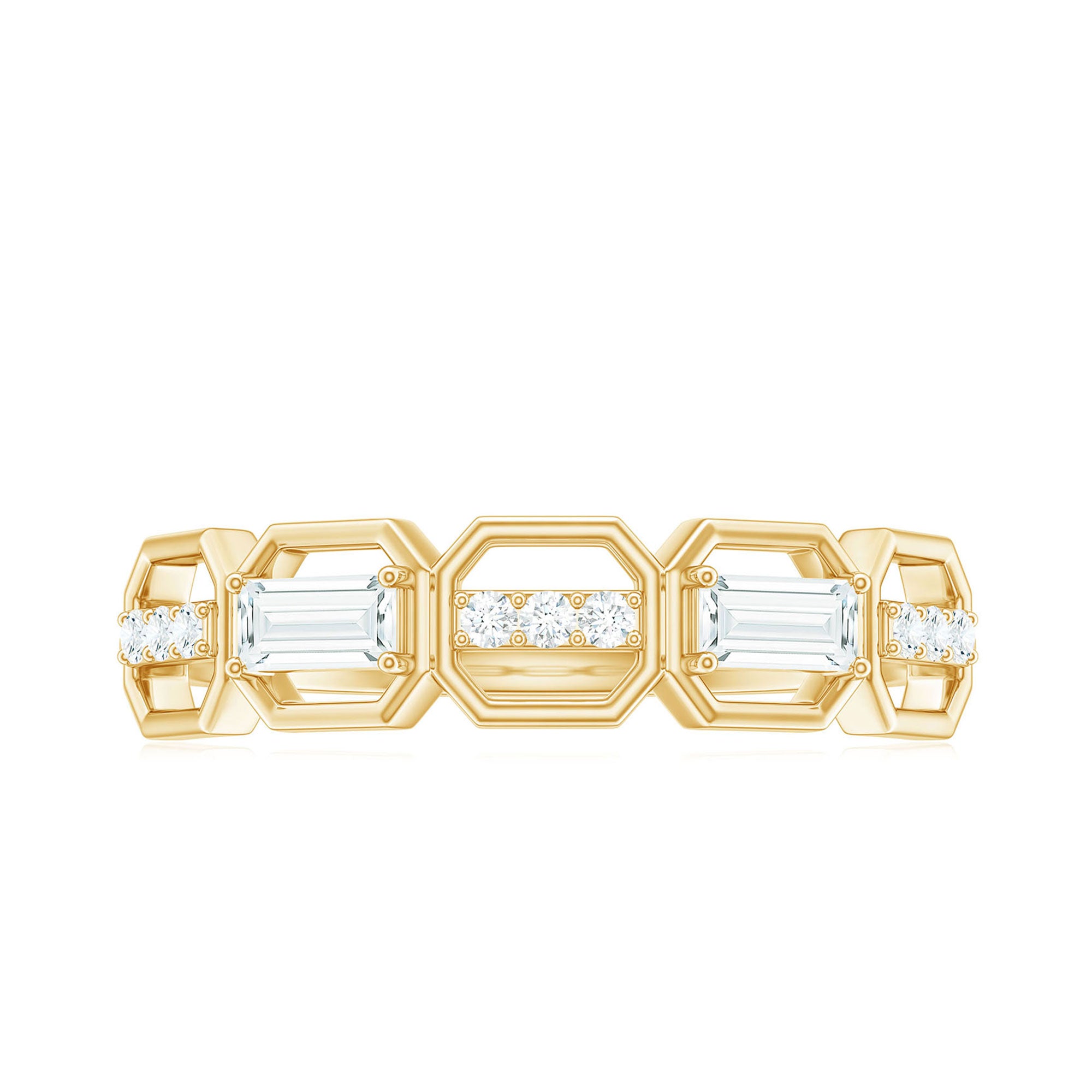 Certified Moissanite Geometric Half Eternity Ring D-VS1 - Rosec Jewels
