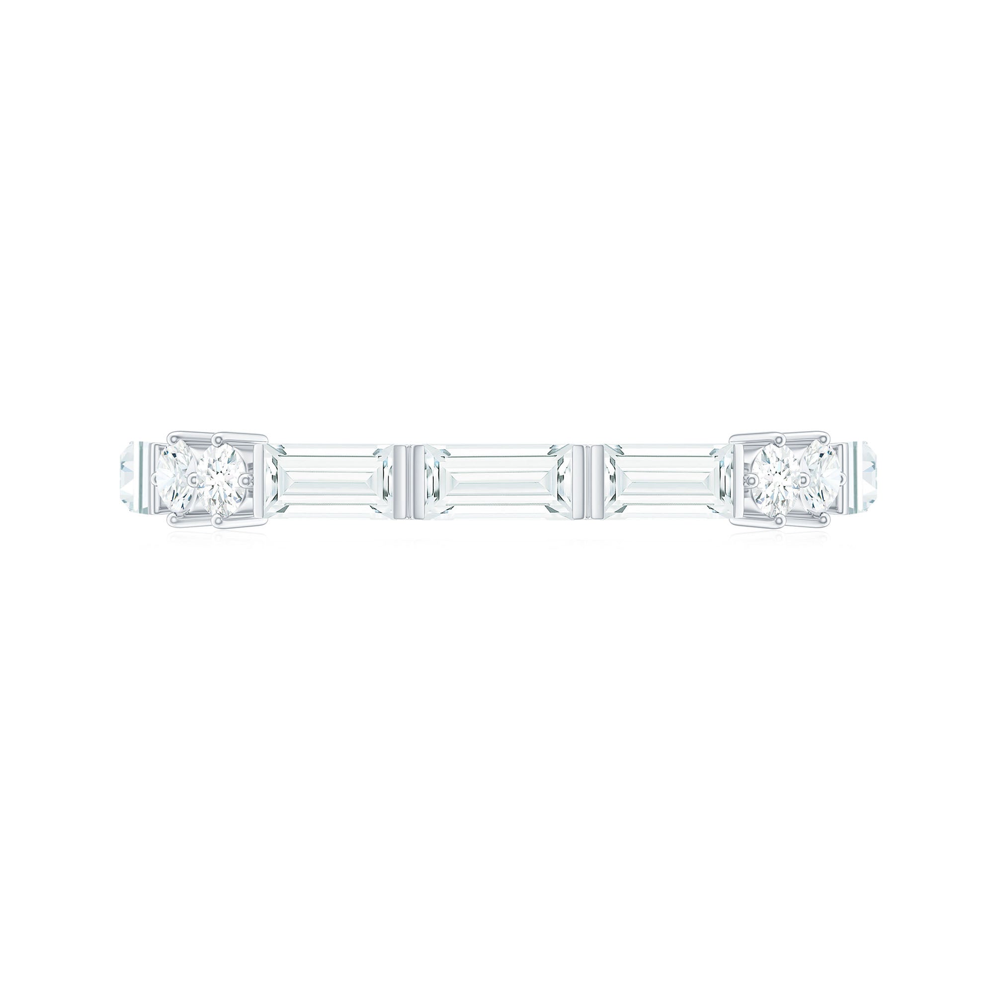 Baguette Cut Moissanite Minimalist Half Eternity Ring D-VS1 - Rosec Jewels