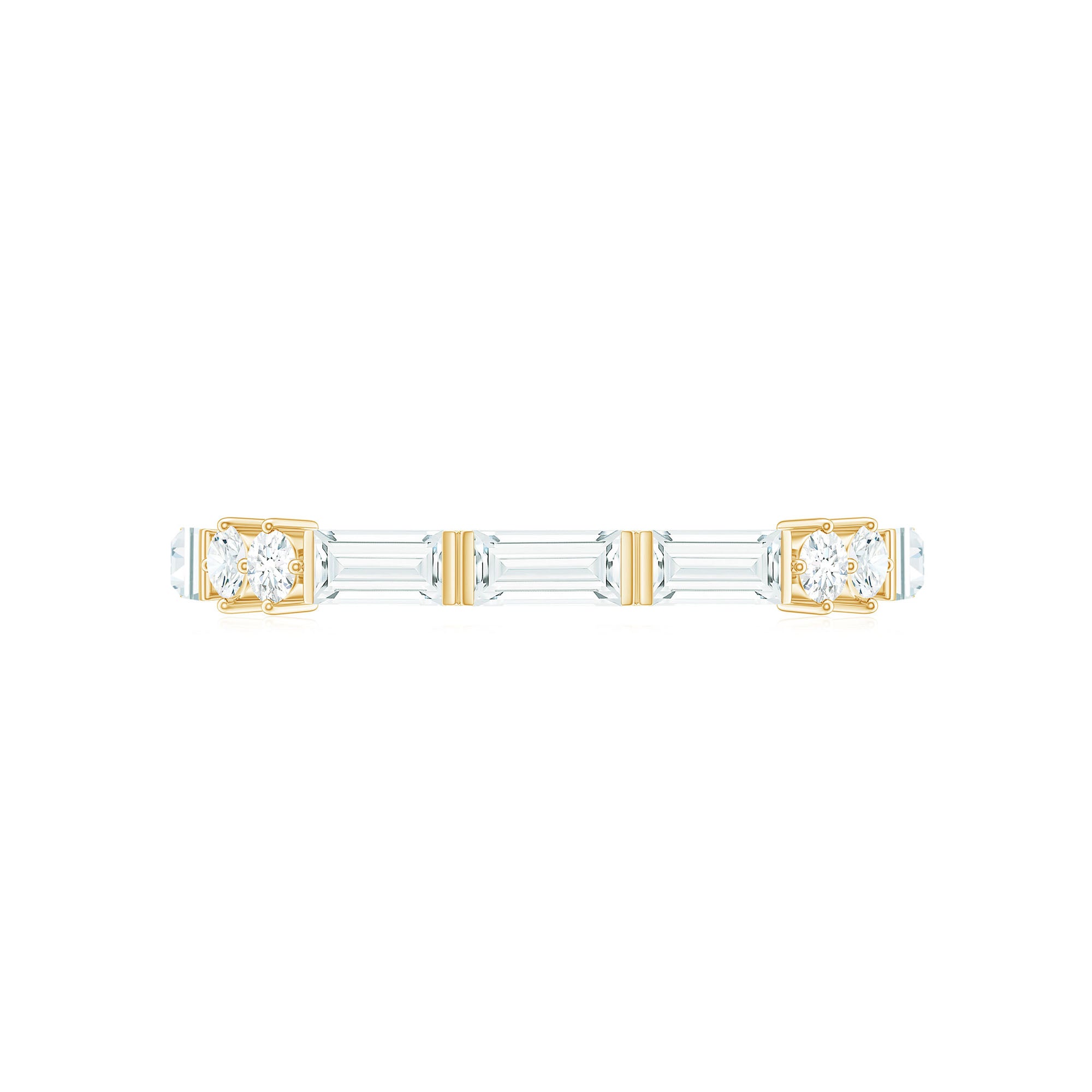Baguette Cut Moissanite Minimalist Half Eternity Ring D-VS1 - Rosec Jewels