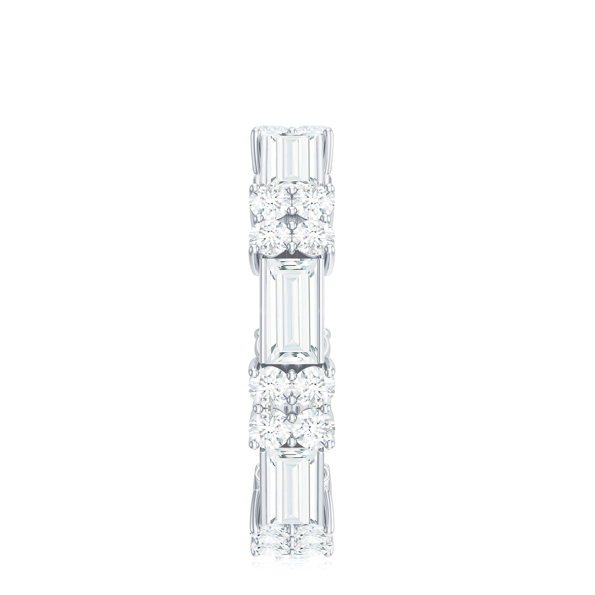 Rosec Jewels-Moissanite Round and Baguette Wedding Band