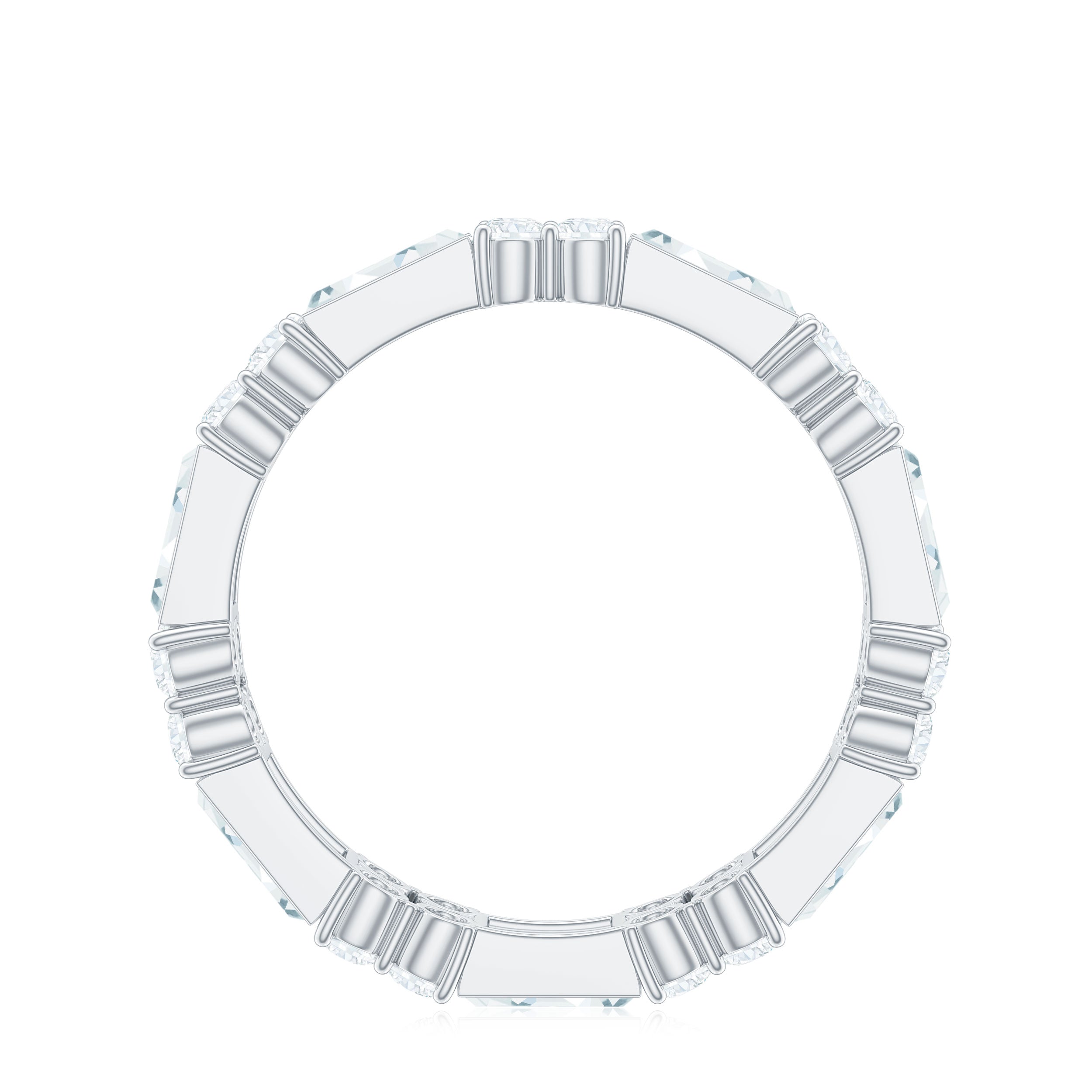 Rosec Jewels-Moissanite Round and Baguette Wedding Band