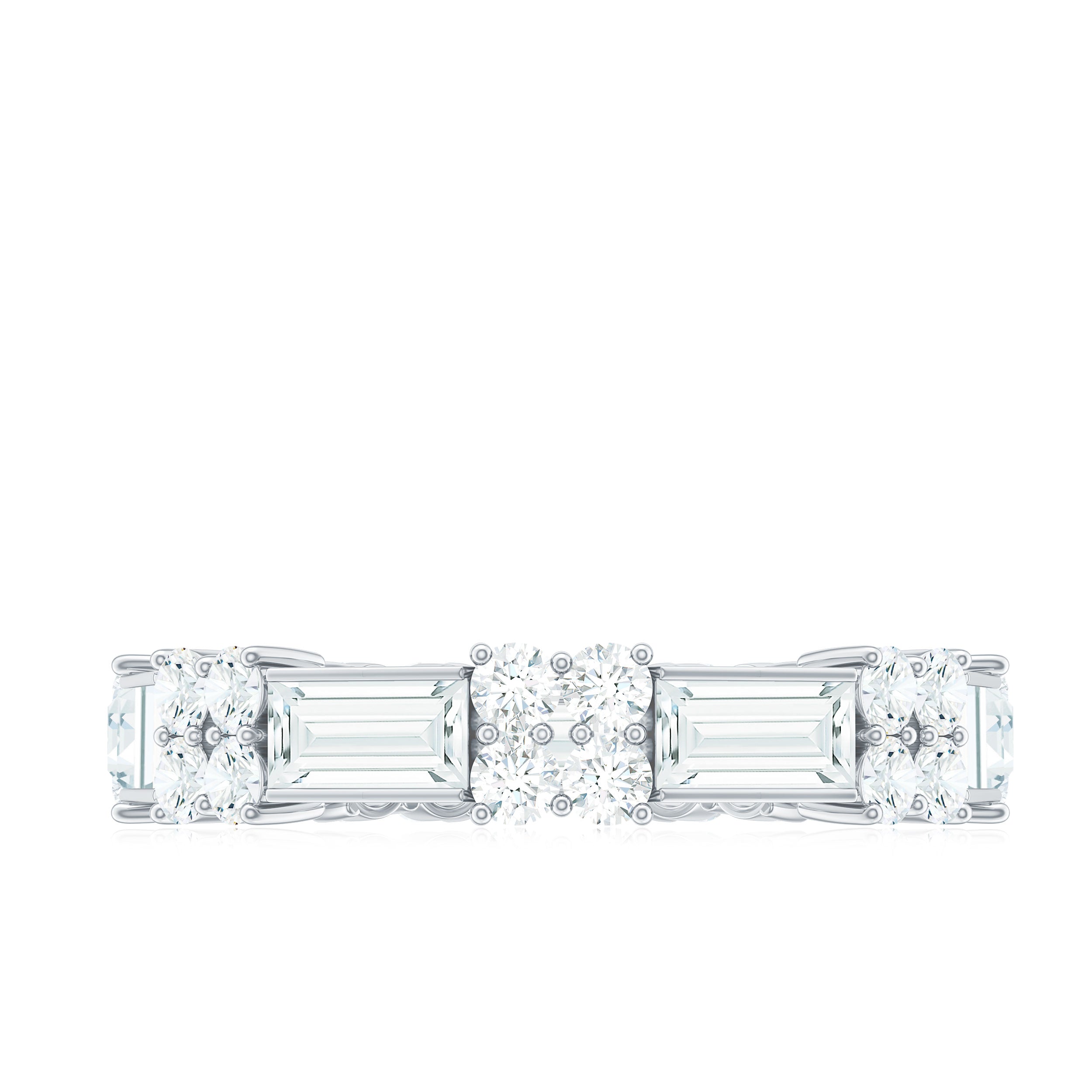 Rosec Jewels-Moissanite Round and Baguette Wedding Band