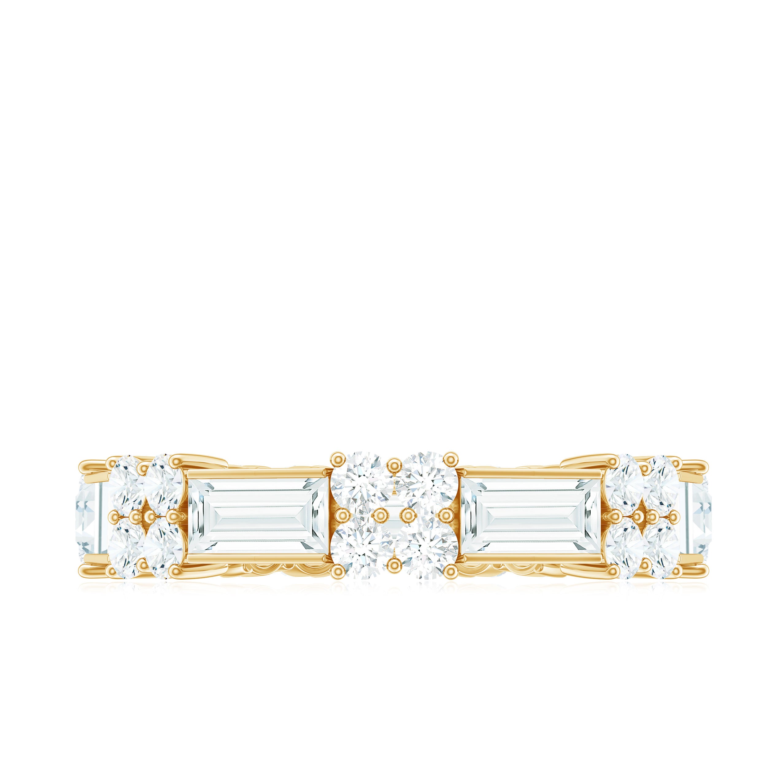 Rosec Jewels-Moissanite Round and Baguette Wedding Band