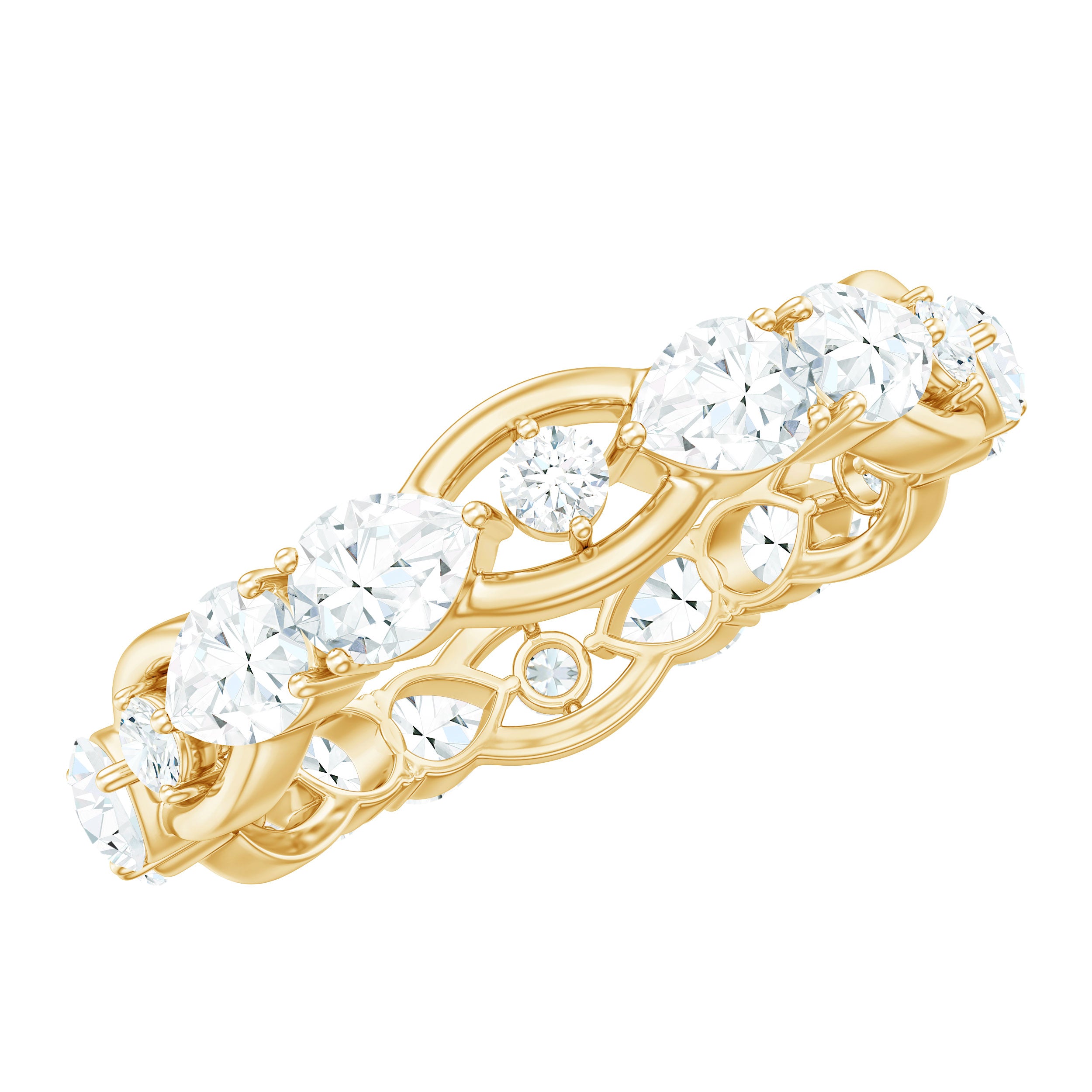 Certified Moissanite Designer Wedding Band D-VS1 - Rosec Jewels
