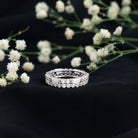 Certified Moissanite Two Row Wedding Band Ring D-VS1 - Rosec Jewels