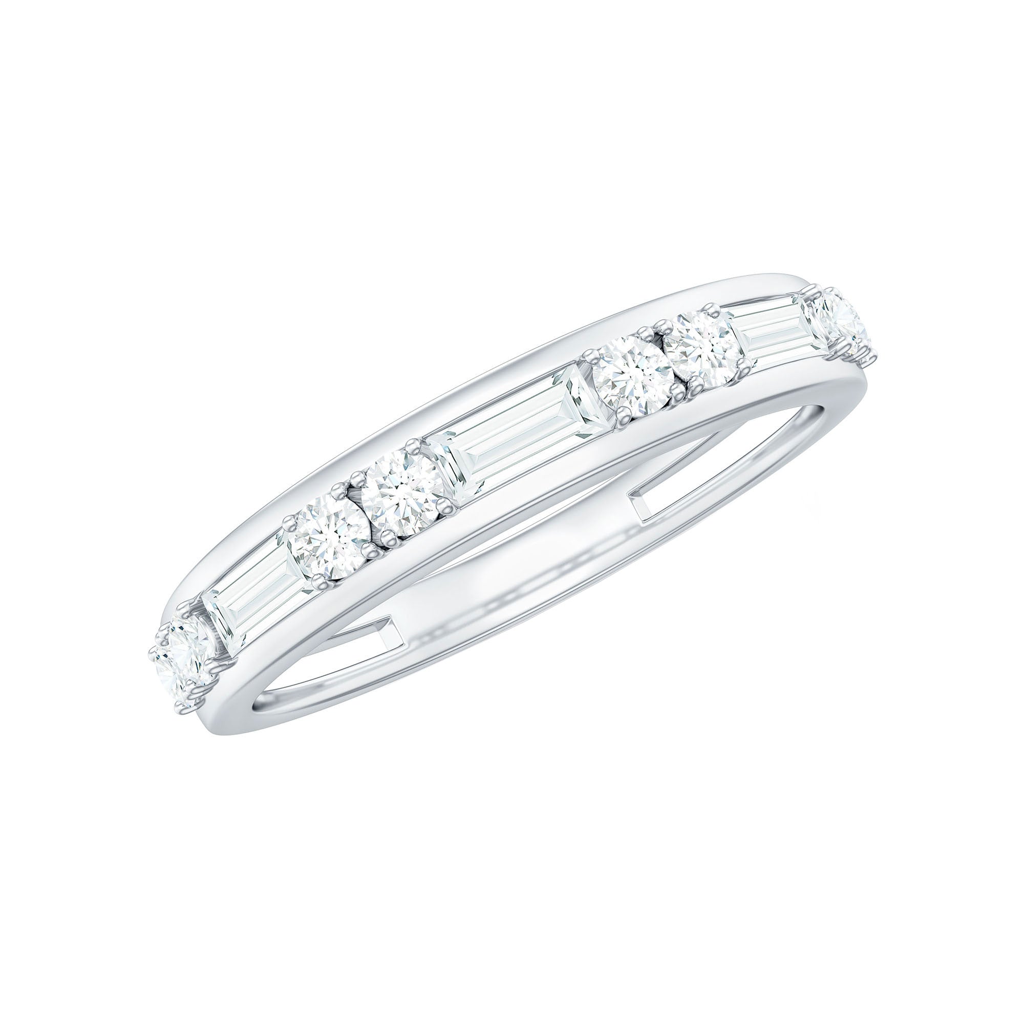 Rosec Jewels-Moissanite Half Eternity Stackable Band Ring