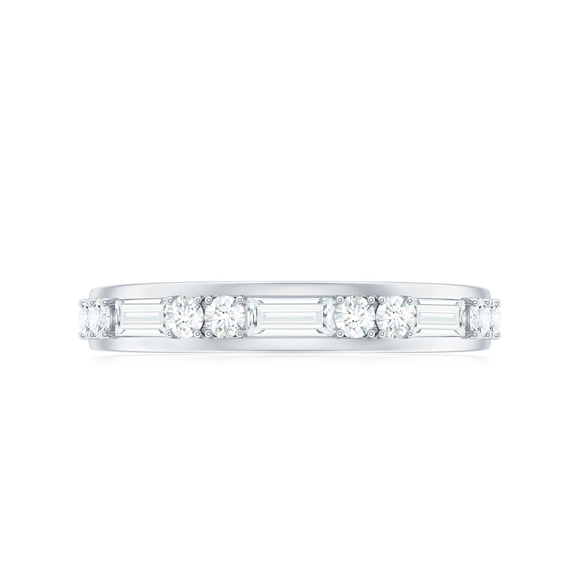 Rosec Jewels-Moissanite Half Eternity Stackable Band Ring