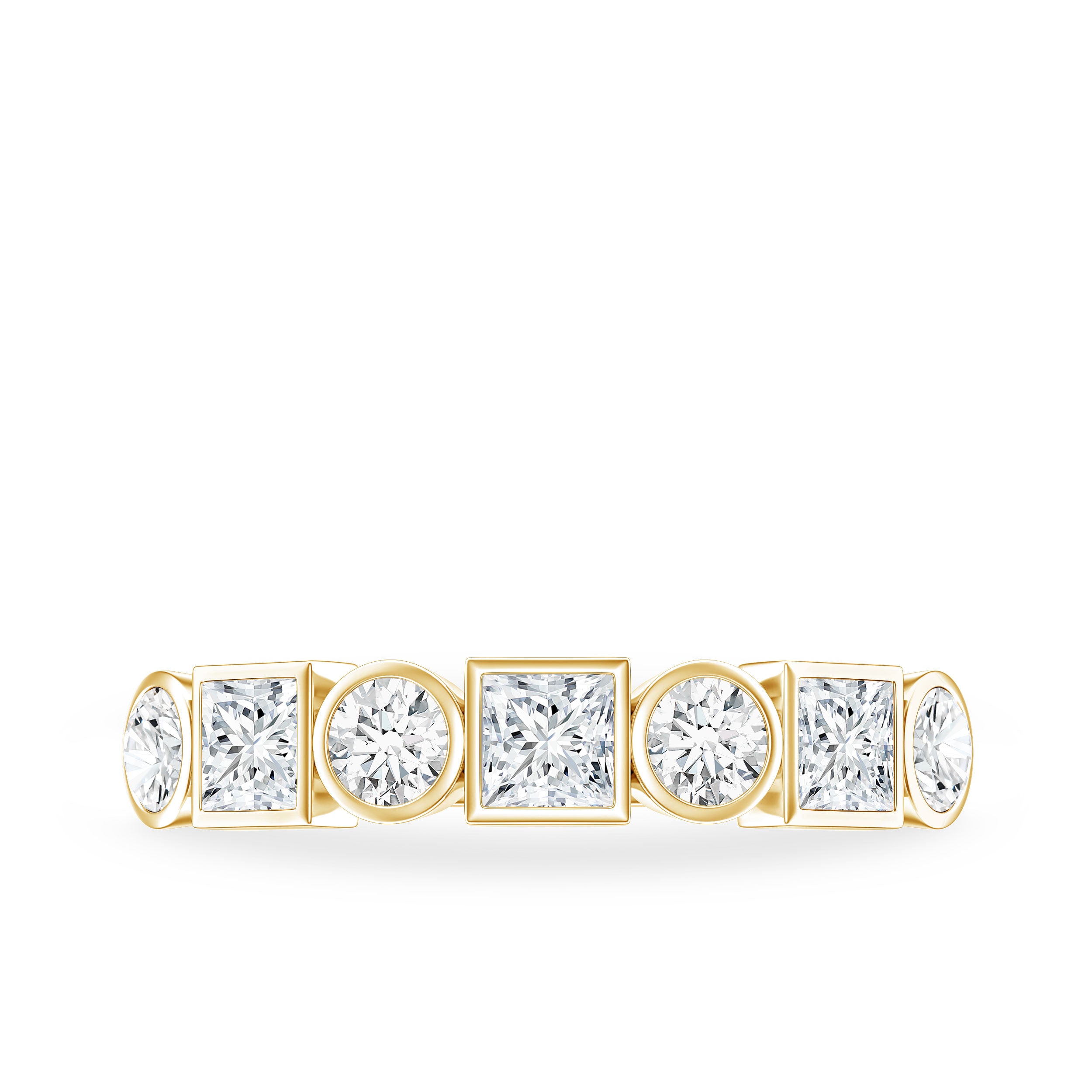 Alternate Bezel Set Moissanite Half Eternity Band Ring D-VS1 - Rosec Jewels
