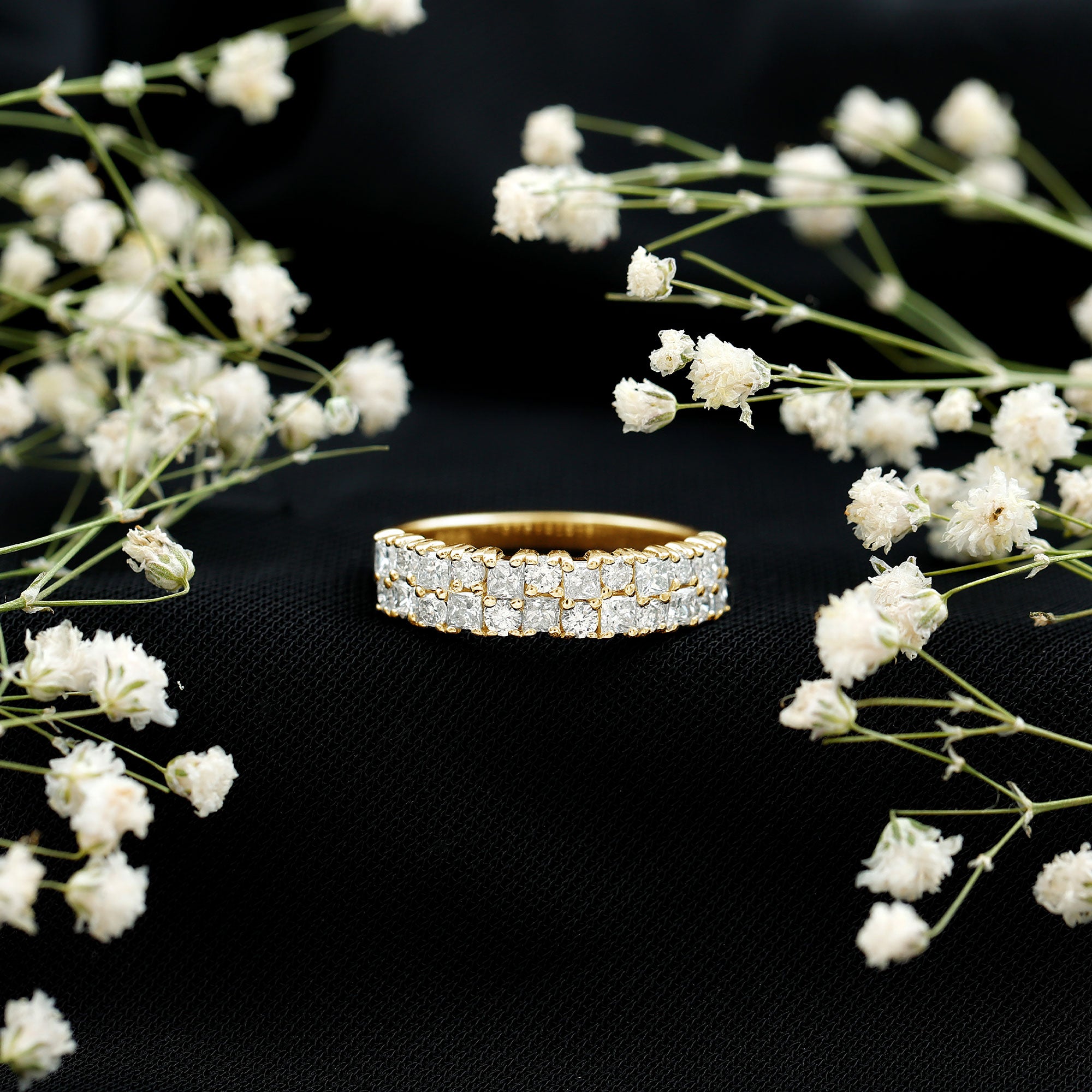 Rosec Jewels-Double Row Moissanite Eternity Wedding Band