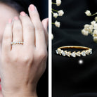 Heart Shaped Moissanite Half Eternity Band Ring D-VS1 - Rosec Jewels