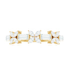 Rosec Jewels-Moissanite Flower Wedding Band Ring with Certificate