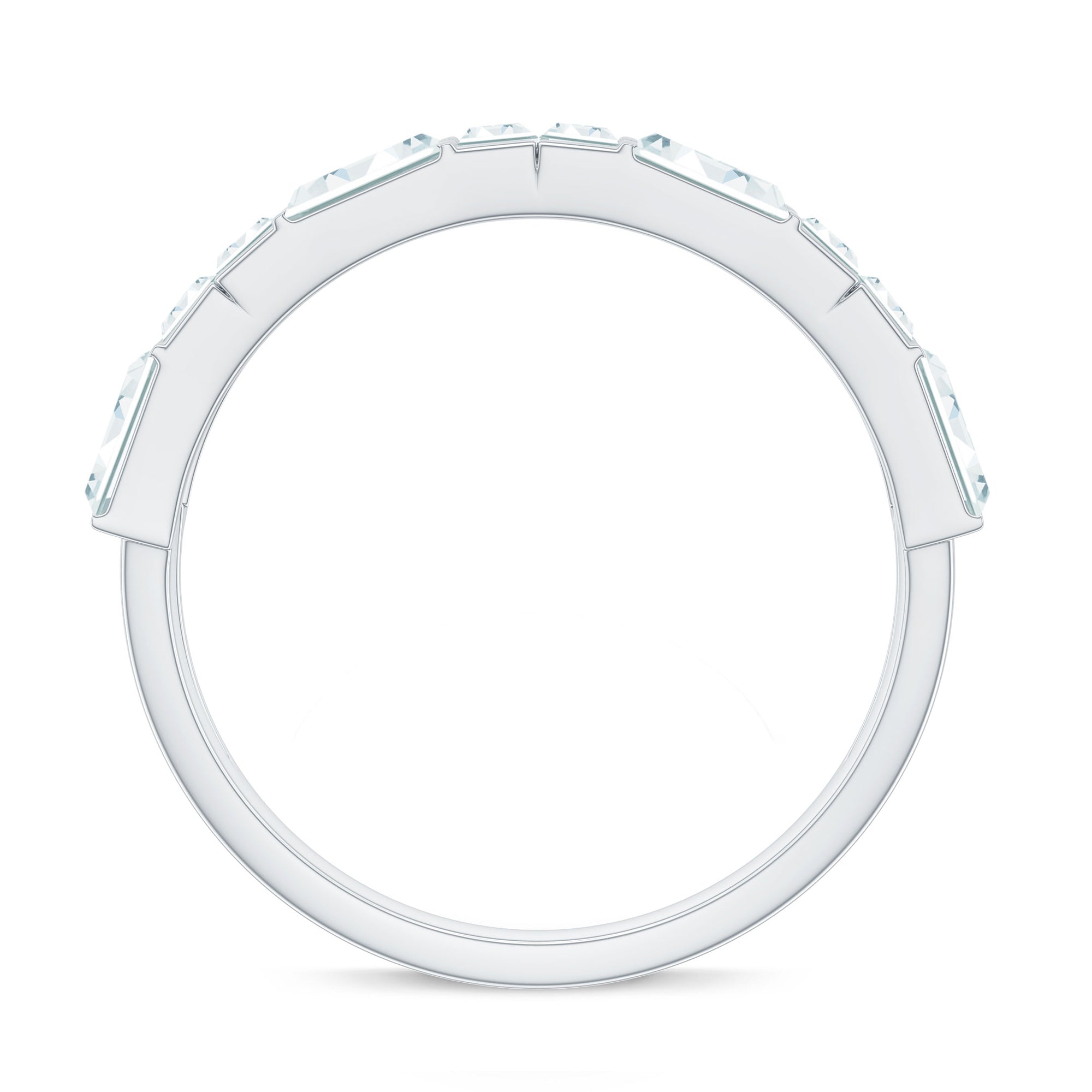 Baguette Cut Zirconia Half Eternity Wedding Band Ring AAAA - Rosec Jewels