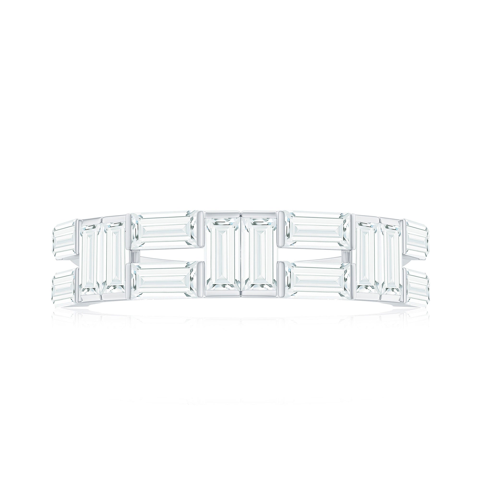 Baguette Cut Zirconia Half Eternity Wedding Band Ring AAAA - Rosec Jewels