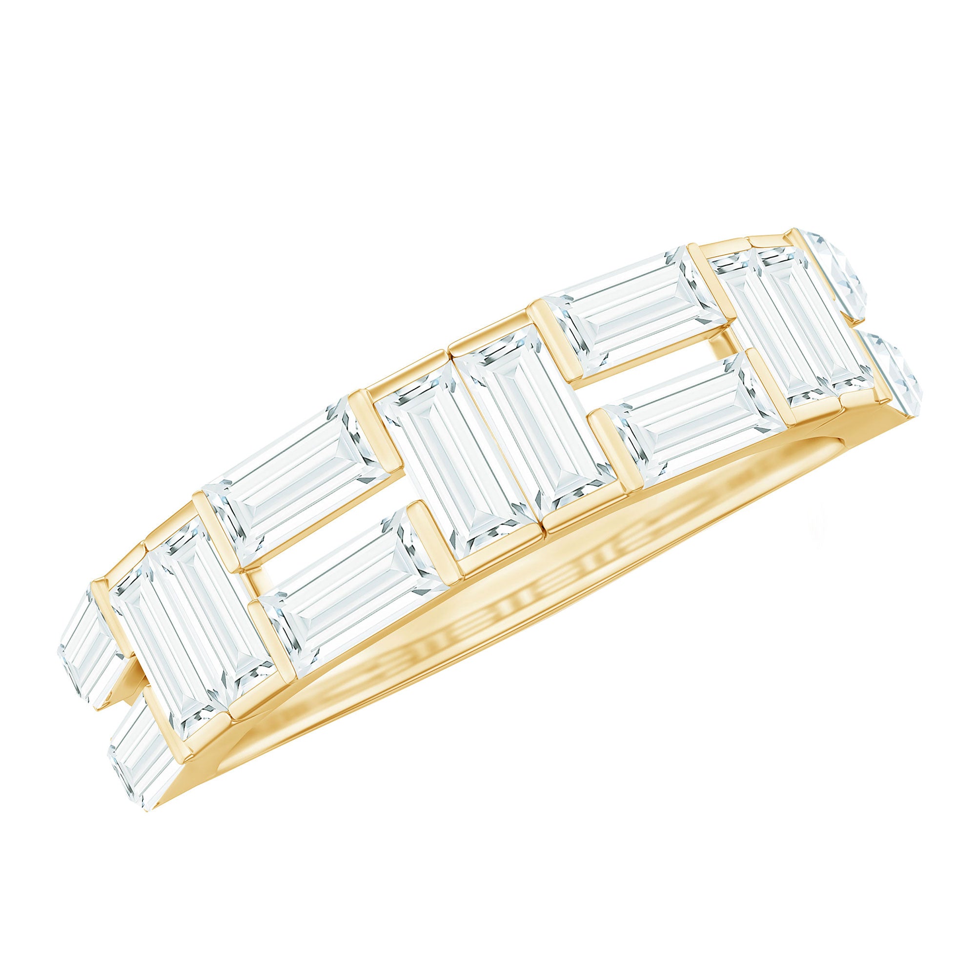 Bar Set Moissanite Baguette Wedding Band Ring D-VS1 - Rosec Jewels