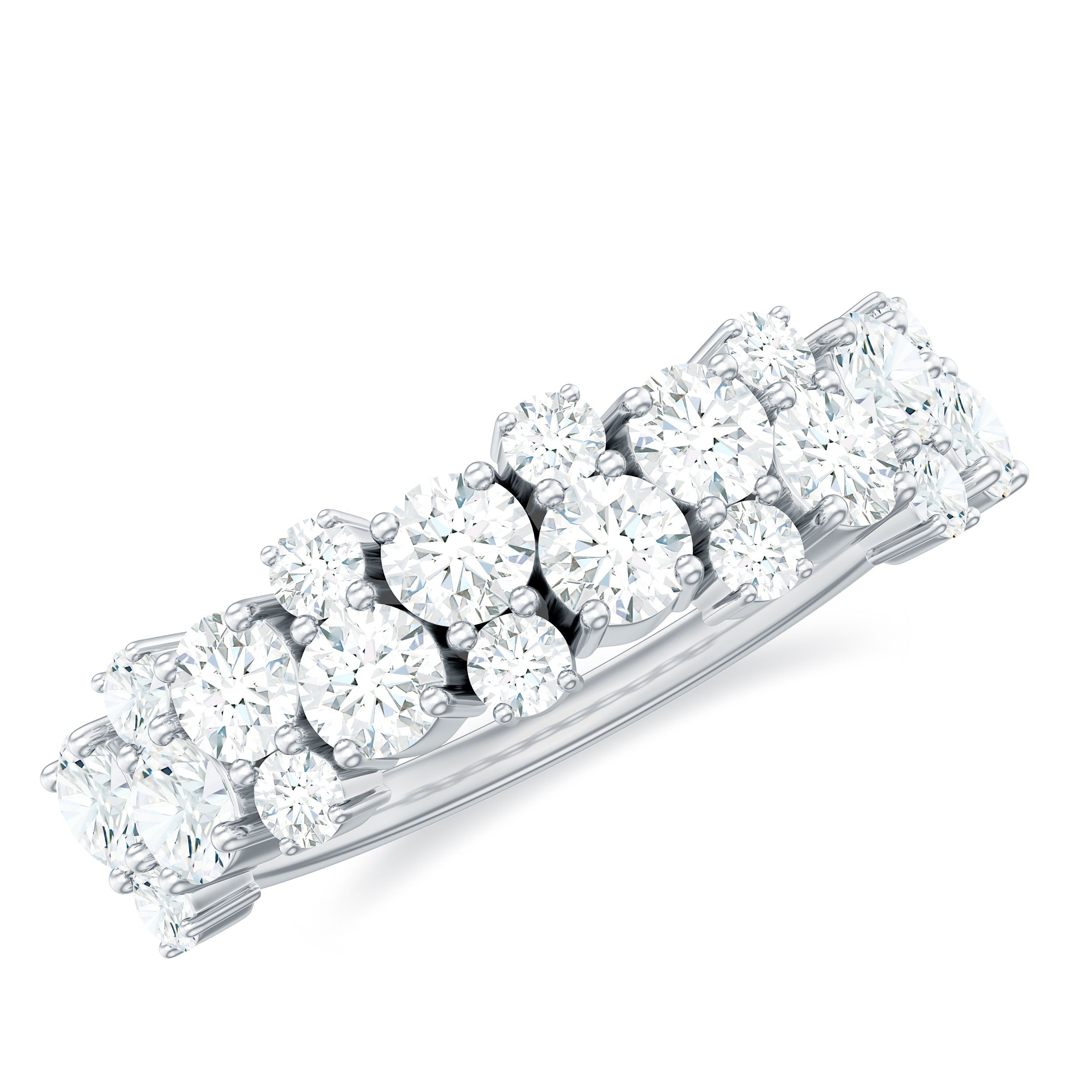 Cluster Moissanite Half Eternity Wedding Band For Her D-VS1 - Rosec Jewels