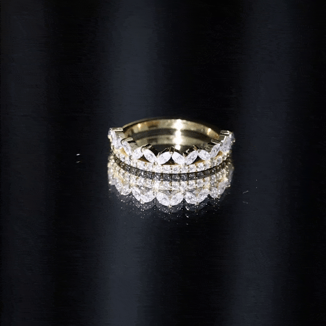 Certified Moissanite Half Eternity Wedding Band in Crown Style D-VS1 - Rosec Jewels