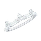 Certified Baguette and Round Moissanite Half Eternity Ring D-VS1 - Rosec Jewels