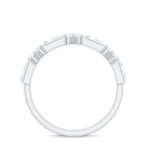 Certified Baguette and Round Moissanite Half Eternity Ring D-VS1 - Rosec Jewels