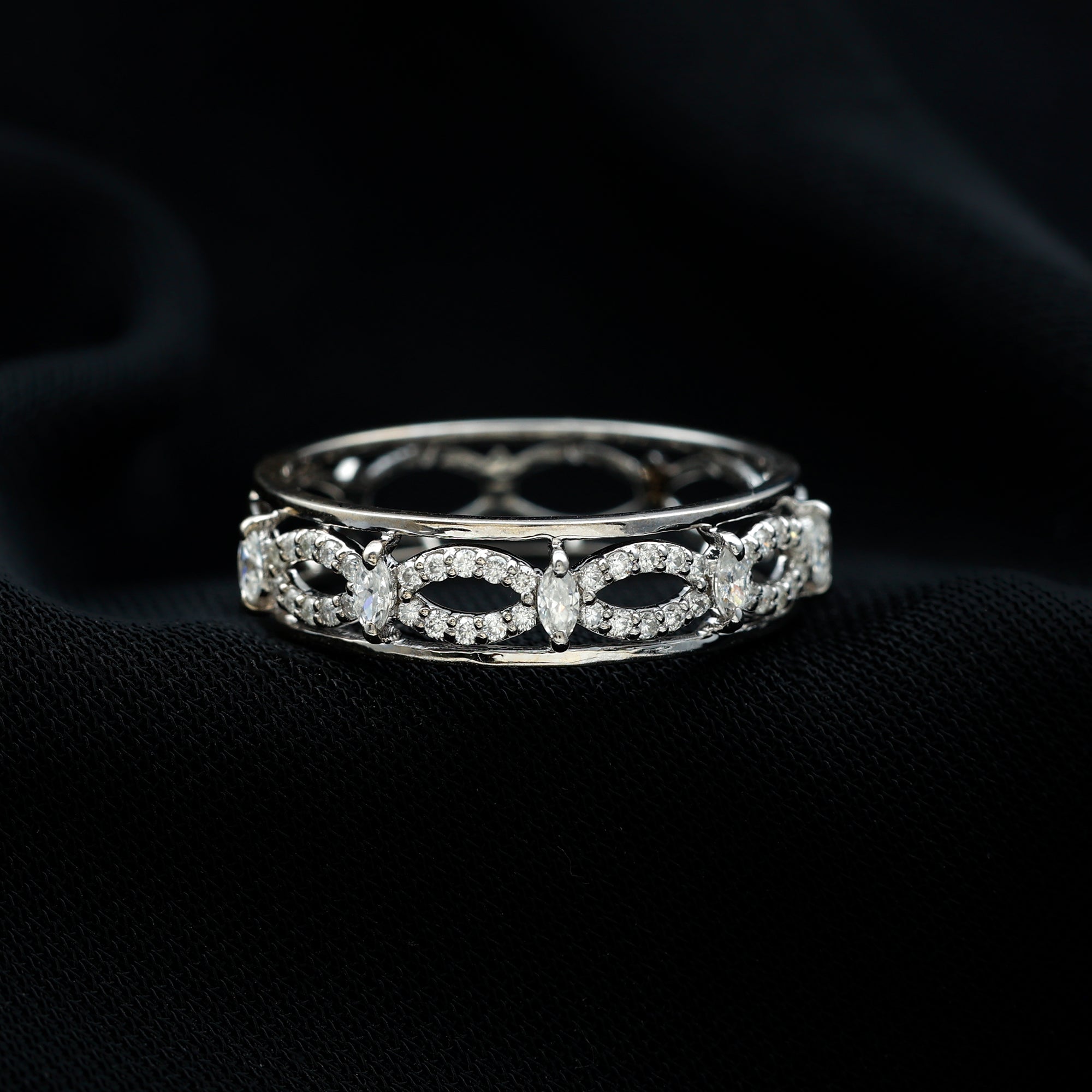 Certified Moissanite Infinity Wedding Band for Her D-VS1 - Rosec Jewels