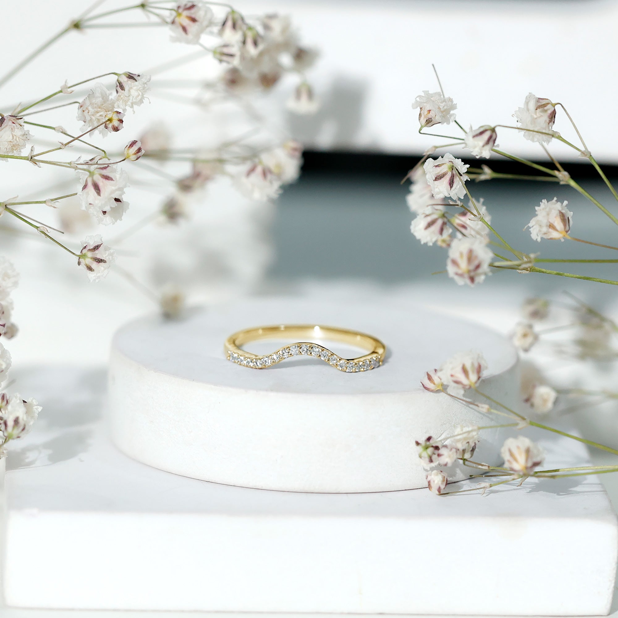 Rosec Jewels-Real Diamond Curved Enhancer for Engagement Ring