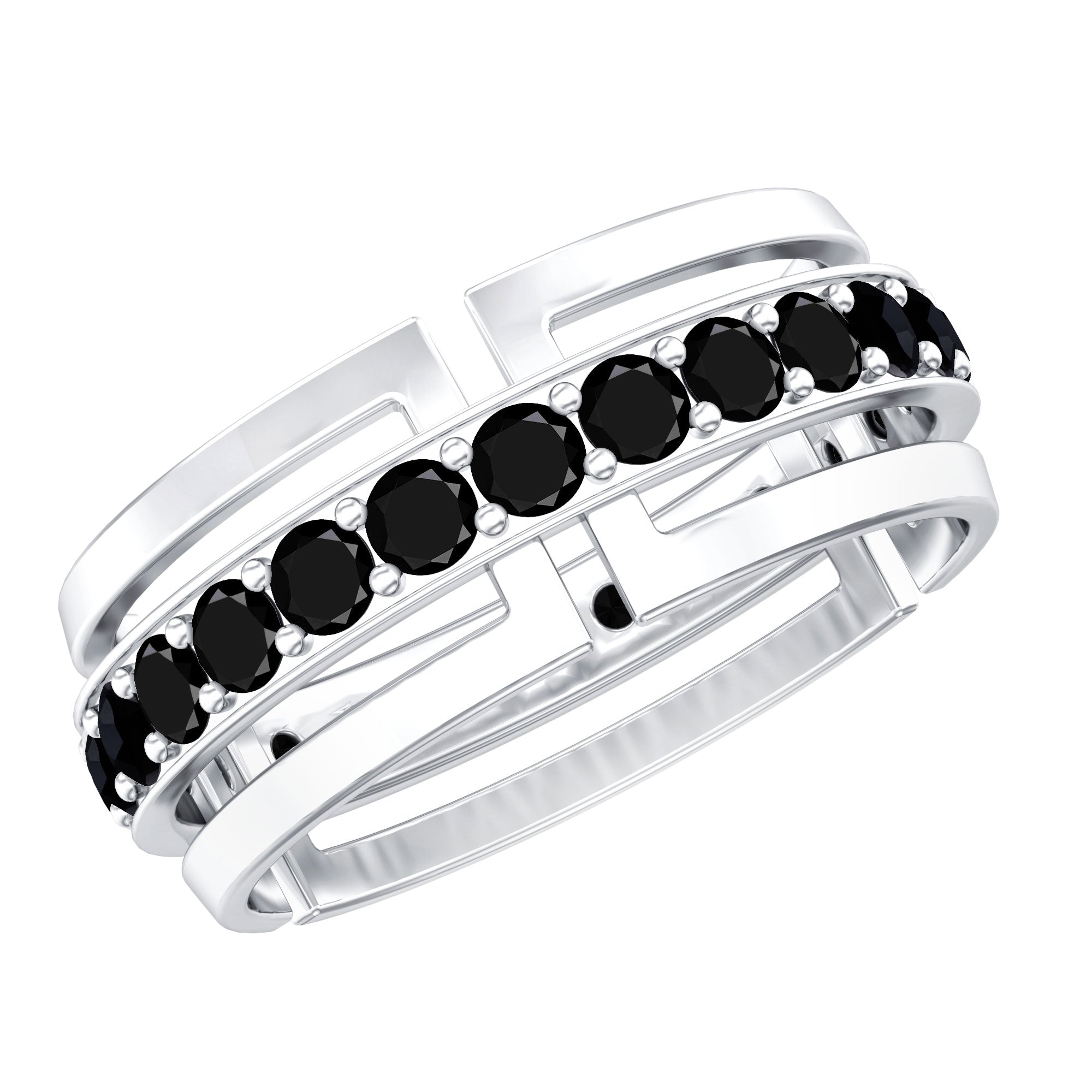 Certified Lab Created Black Diamond Wedding Band for Men AAAA ( Synthetic ) - Rosec Jewels