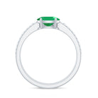 Natural Oval Emerald Diamond East West Engagement Ring and Wedding Band Set AAA - Rosec Jewels