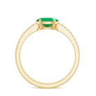 Natural Oval Emerald Diamond East West Engagement Ring and Wedding Band Set AAA - Rosec Jewels